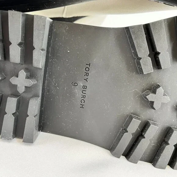 Tory Burch Women's Size 9 Benton Boot Vachetta Calf Heavy Boots In Ivory/Black - Picture 13 of 15